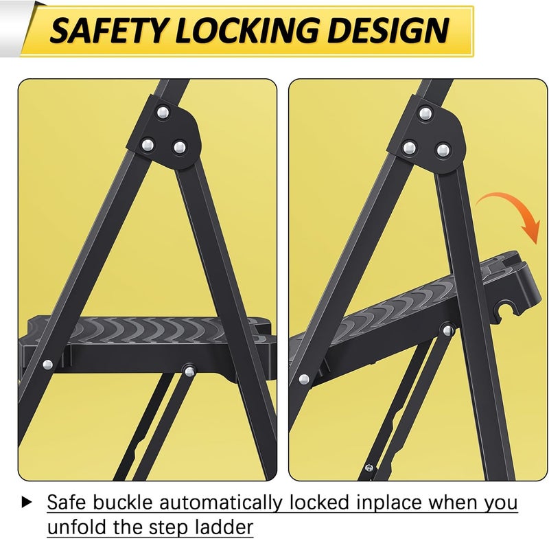 KINGRACK Step Ladder 4 Step Folding, 900lbs 4 Step Ladder with Anti-Slip Wide Pedal and Handrails, Lightwight Household Ladder, Pass 900LBS Testing, for Your Kitchen, Pantry, Closets, Office Use - Image 4